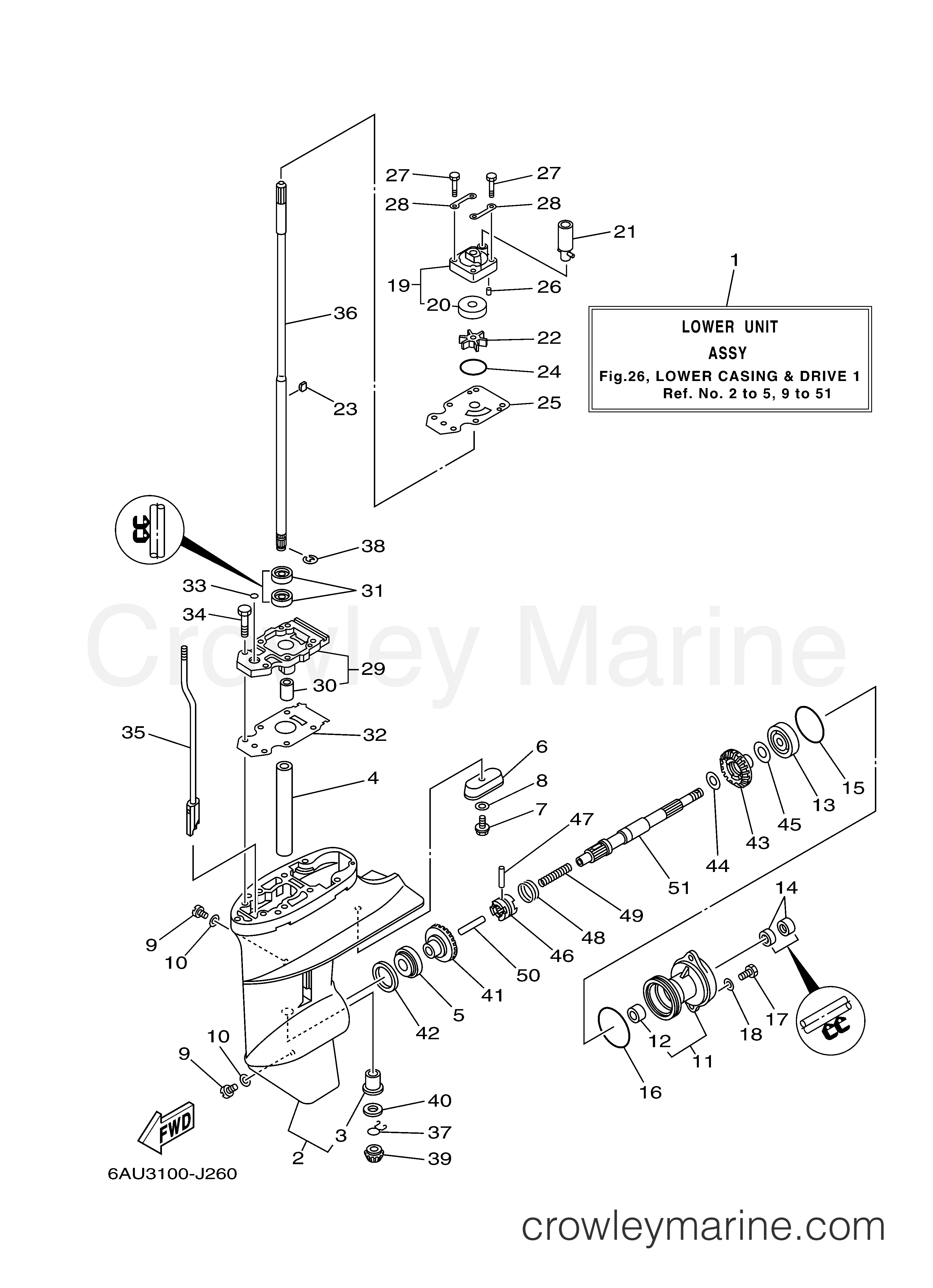 Yamaha Motors F9.9SMHA - LOWER CASING DRIVE 1