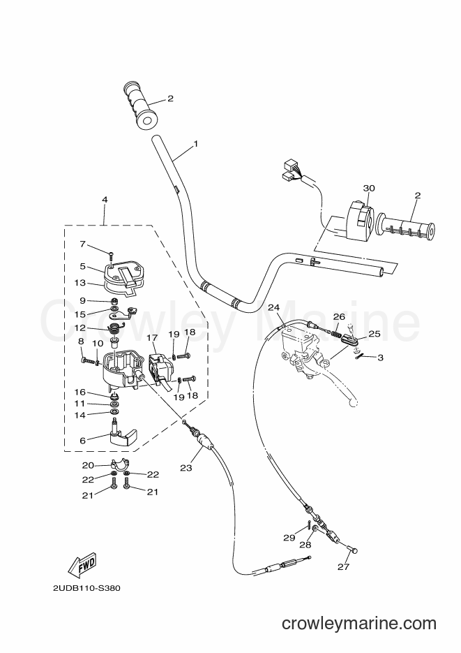 Yamaha Motors YFM700FWAD (B4F2) [010] - STEERING HANDLE & CABLE