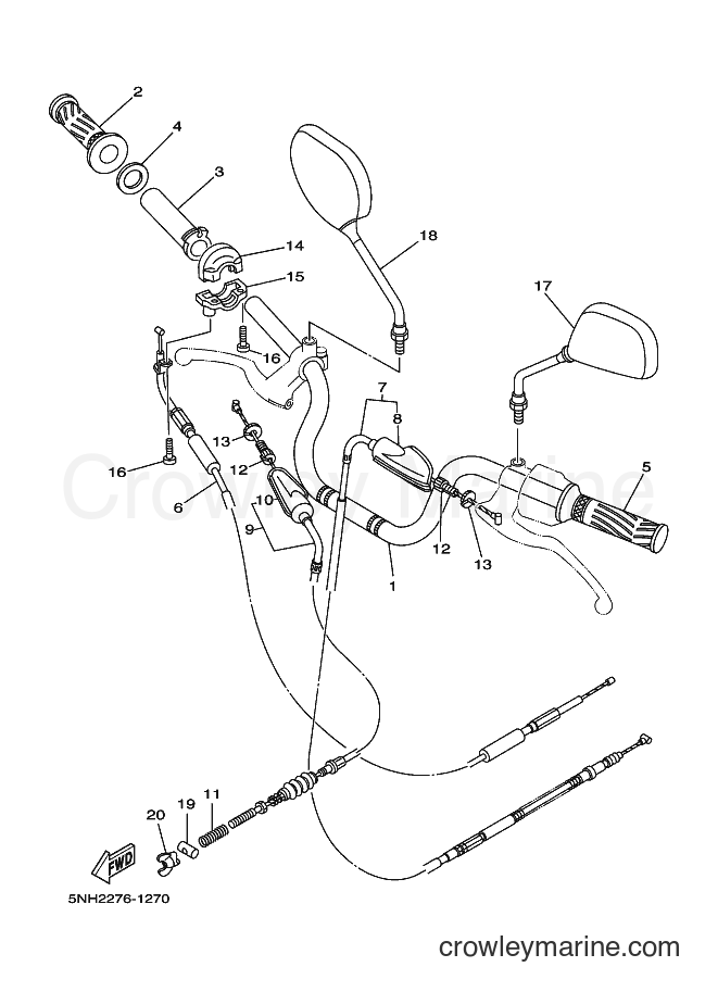 2001 Street Bike YBR125E - YBR125E (5NH3) [010] - STEERING HANDLE & CABLE