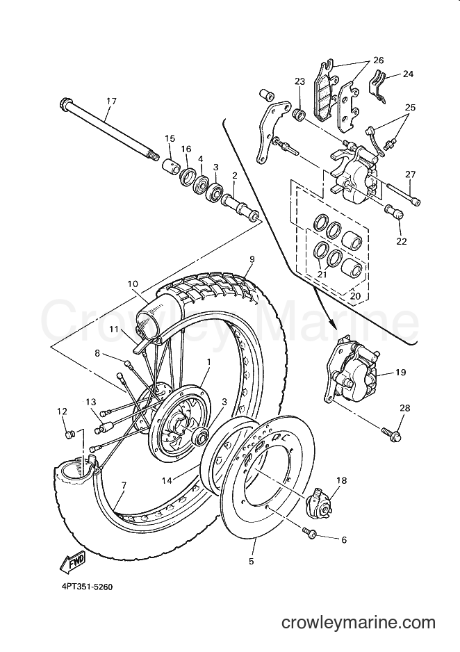1997 Dirt Bike XT600E - XT600E (4PT5) [070] - FRONT WHEEL