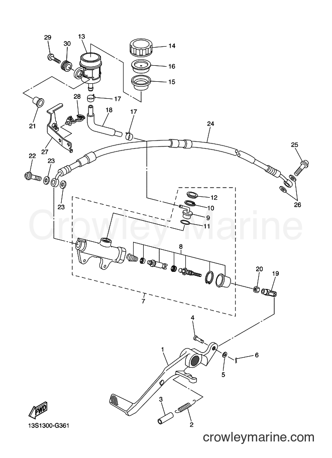2012 Sport Bike YZF-R6 - YZF-R6 (1JSF) [010] - REAR MASTER CYLINDER