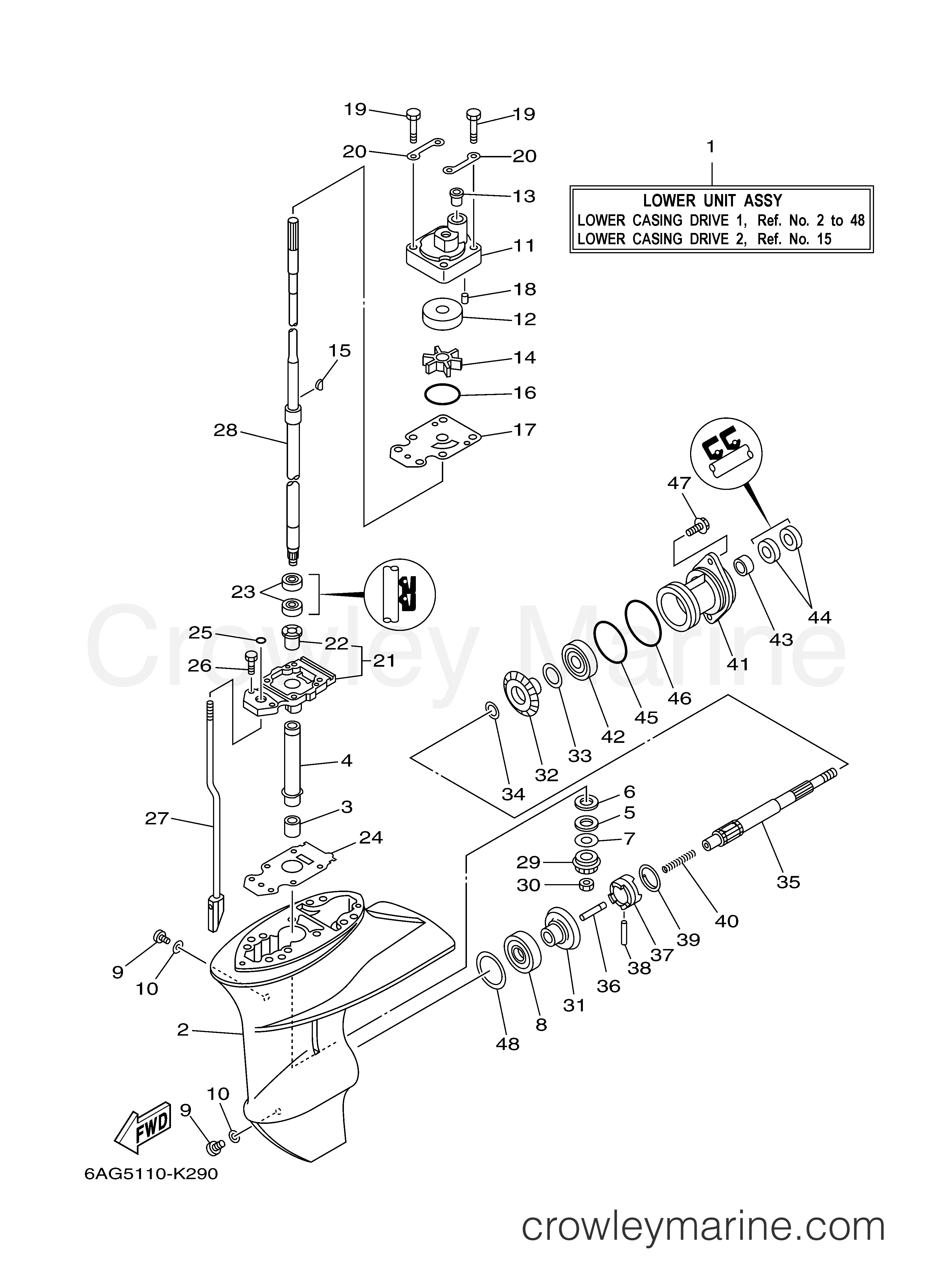 Yamaha Motors F15CMSH - LOWER CASING DRIVE 1