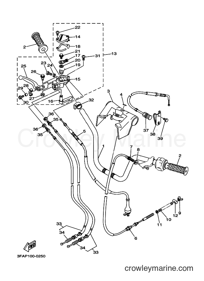 Yamaha Motors YFA-1 (3FAR) [020] - STEERING HANDLE. CABLE