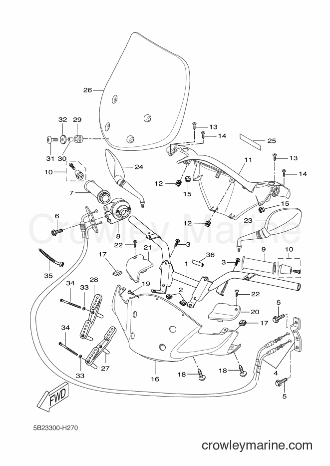 Yamaha Motors VP250 (5B2B) [020] - STEERING HANDLE & CABLE