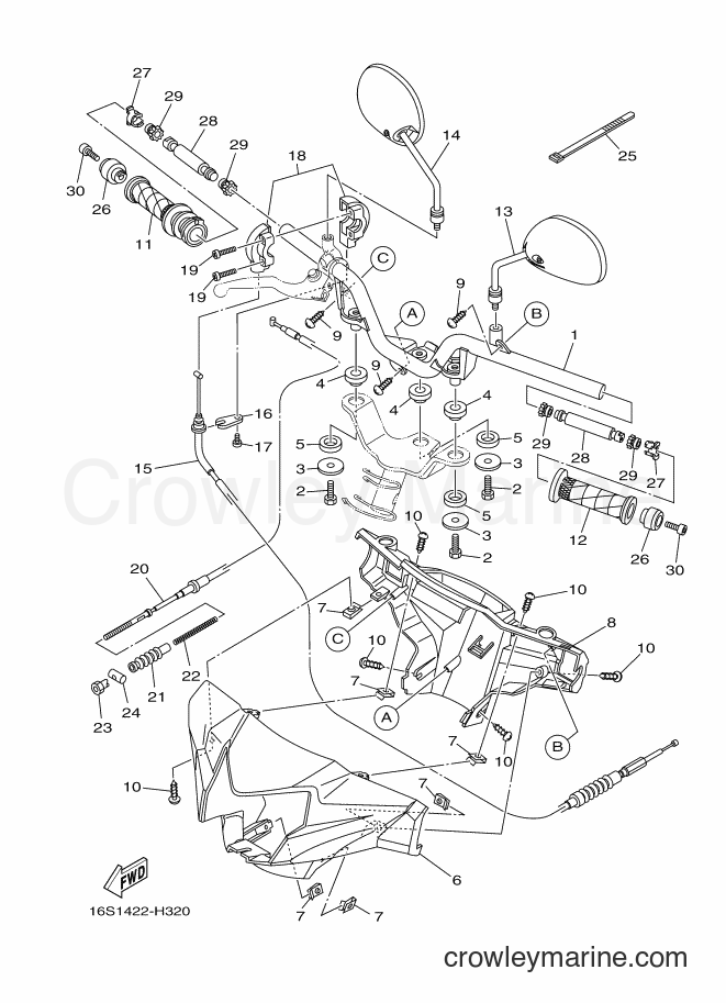 2010 Scooter T115LSE - T115LSE (16S8) [010] - STEERING CABLE FOR DRUM BRAKE