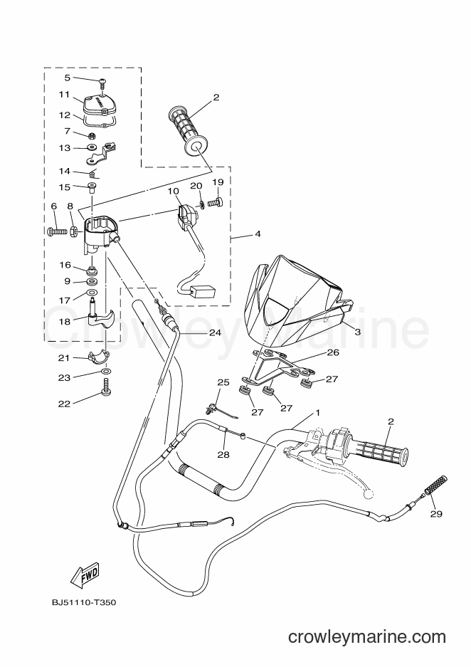 2019 ATV YFM450FWB - YFM450FWB (BJ5C) [010] - STEERING HANDLE & CABLE