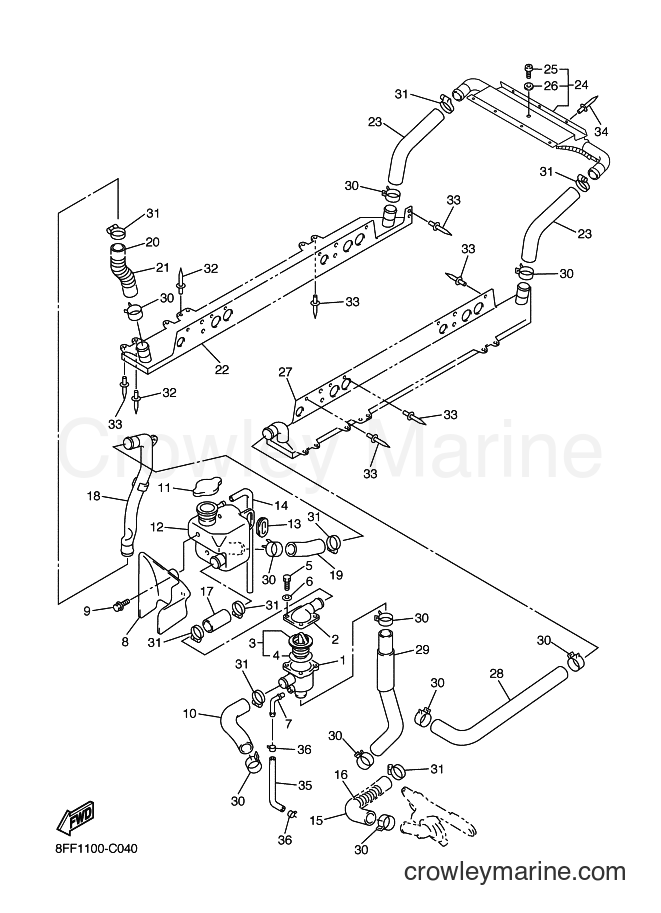2004 Snowmobile SXV70SP - SXV70SP (8FE2) [010] - RADIATOR & HOSE