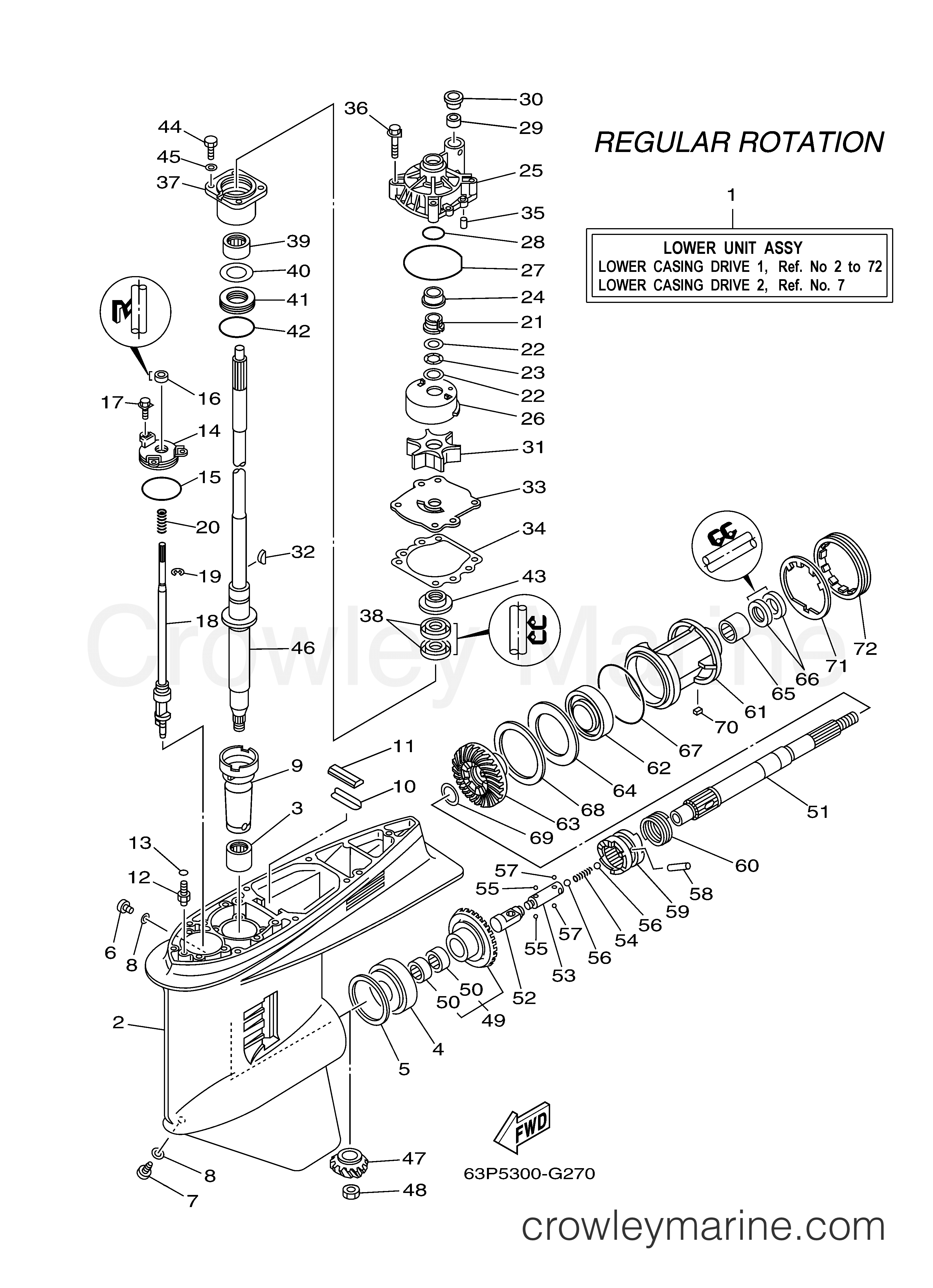 Yamaha Motors F150AET1X - LOWER CASING DRIVE 1
