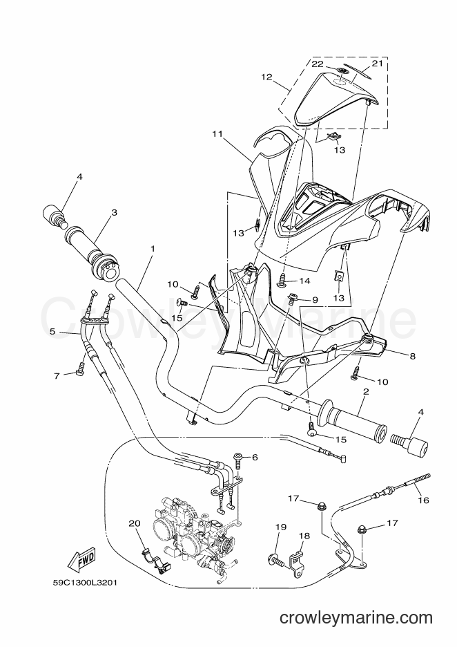 Yamaha Motors XP500A (59C2) [010] - STEERING HANDLE & CABLE