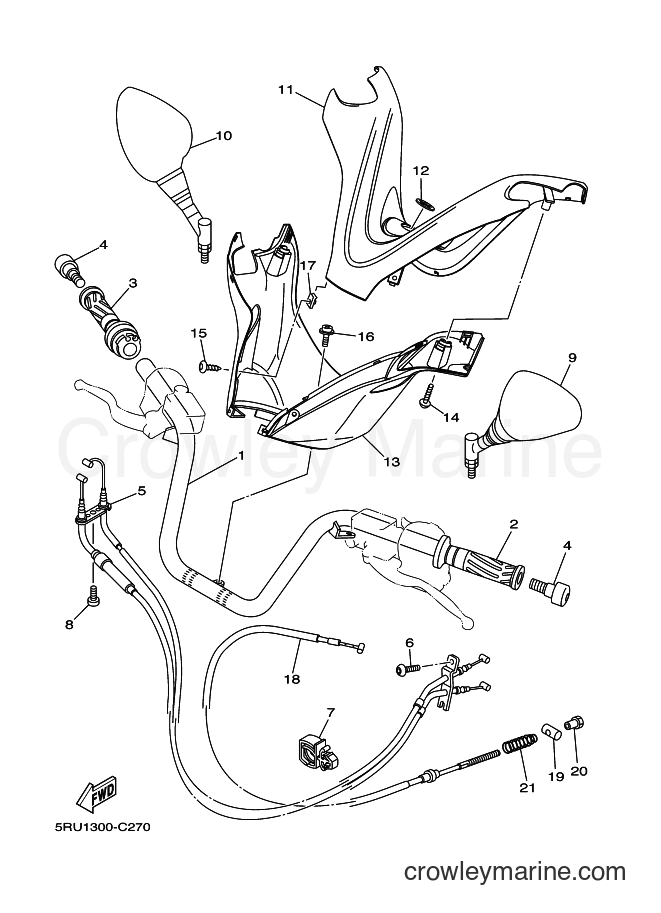 Yamaha Motors YP400 (5RU6) [030] - STEERING HANDLE & CABLE
