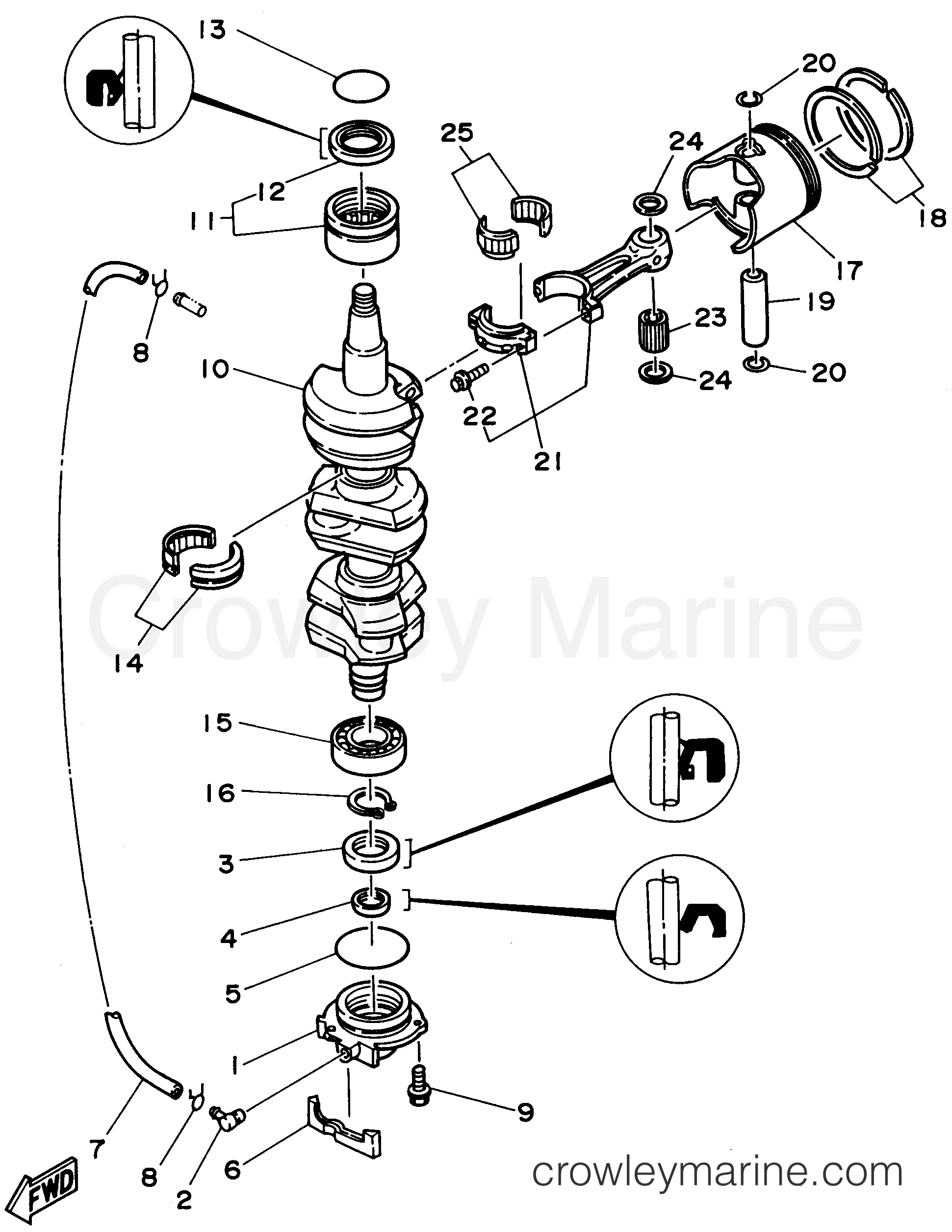 Yamaha Motors E75MLHX - CRANKSHAFT PISTON