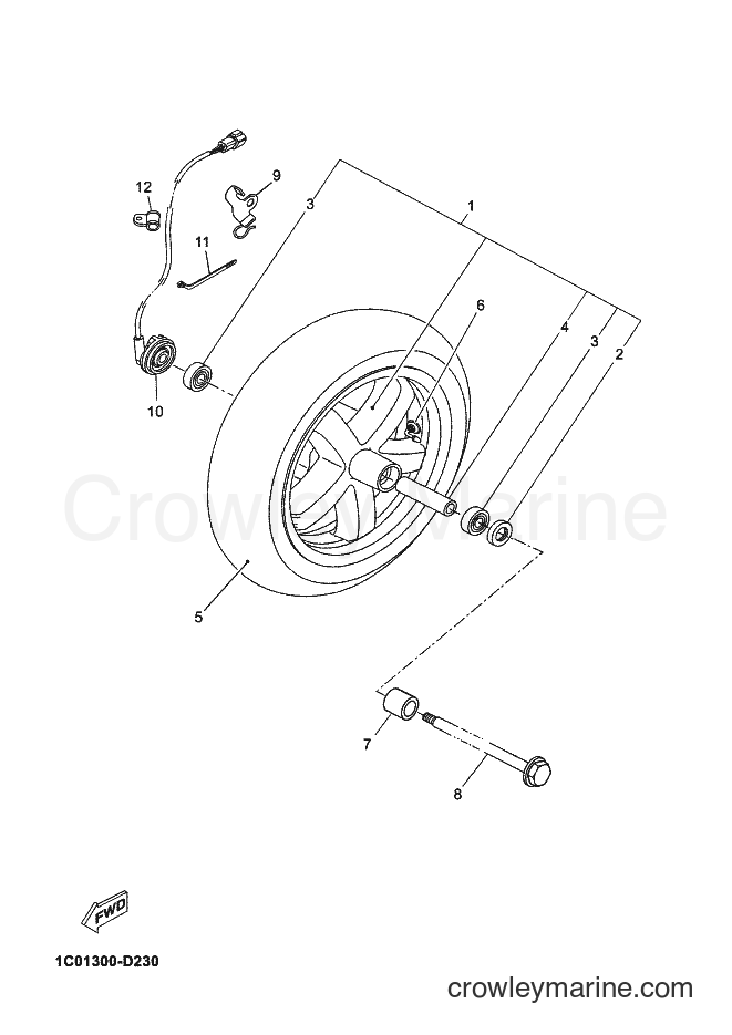 2007 Scooter YP250R - YP250R (1C04) [020] - FRONT WHEEL