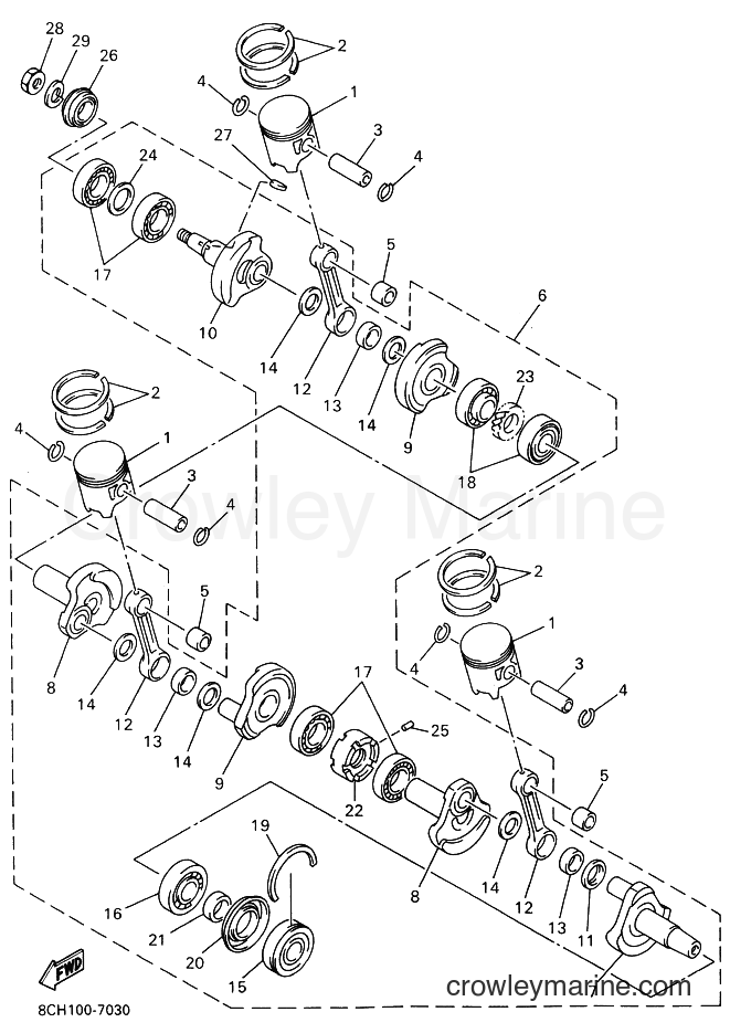 1997 Snowmobile VX700SX - VX700SX (8CH1) [999] - CRANKSHAFT & PISTON
