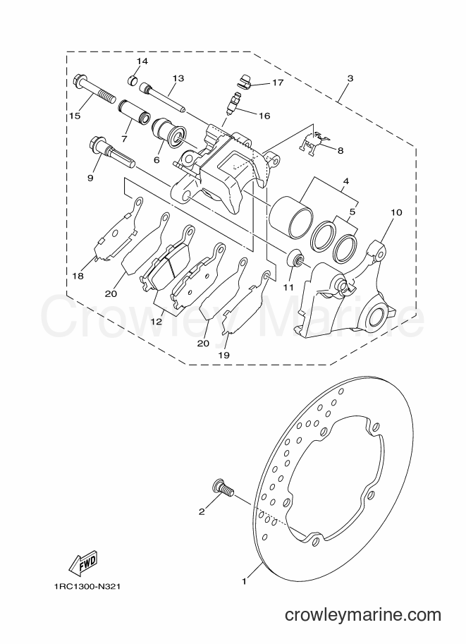 2014 Street Bike MT09 - MT09 (1RCD) [010] - REAR BRAKE CALIPER