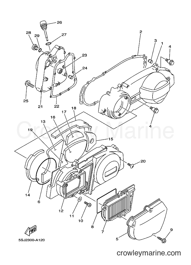 2002 Scooter YP250 - YP250 (5SJ2) [070] - CRANKCASE COVER 1