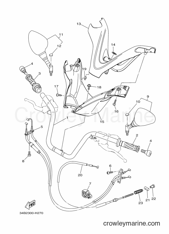Yamaha Motors YP400A (34BE) [040] - STEERING HANDLE & CABLE