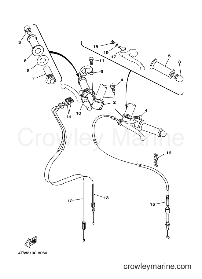 2001 Street Bike TZ250 - TZ250 (5KE2) [050] - STEERING HANDLE & CABLE