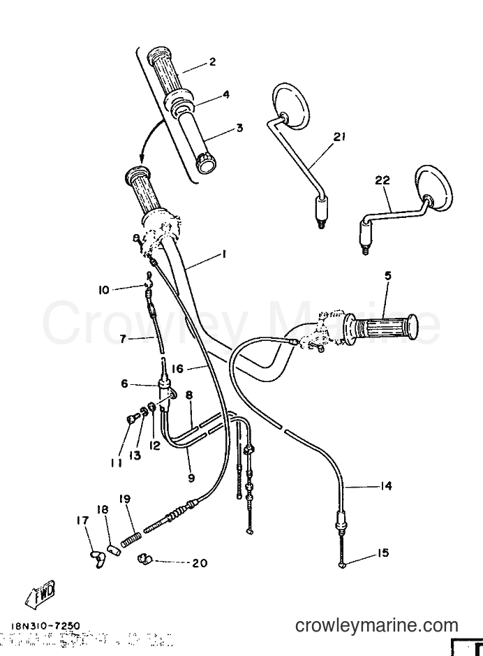 1987 Street Bike YB100 - YB100 (18N) [999] - STEERING HANDLE & CABLE