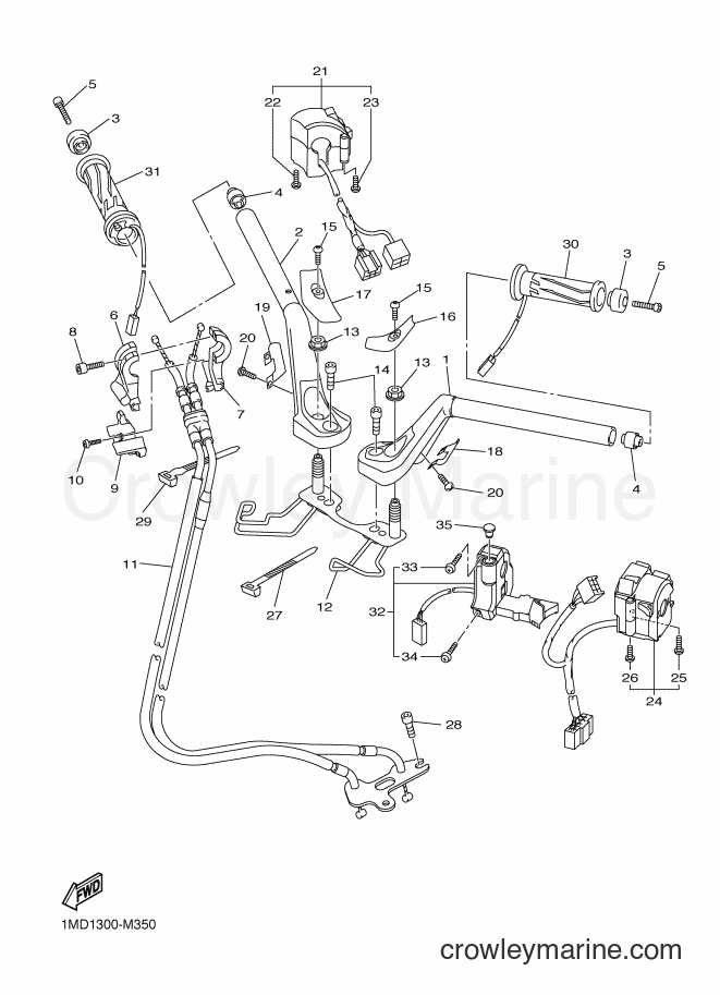 2013 Sport Bike FJR1300AS - FJR1300AS (1MD2) [010] - STEERING HANDLE & CABLE
