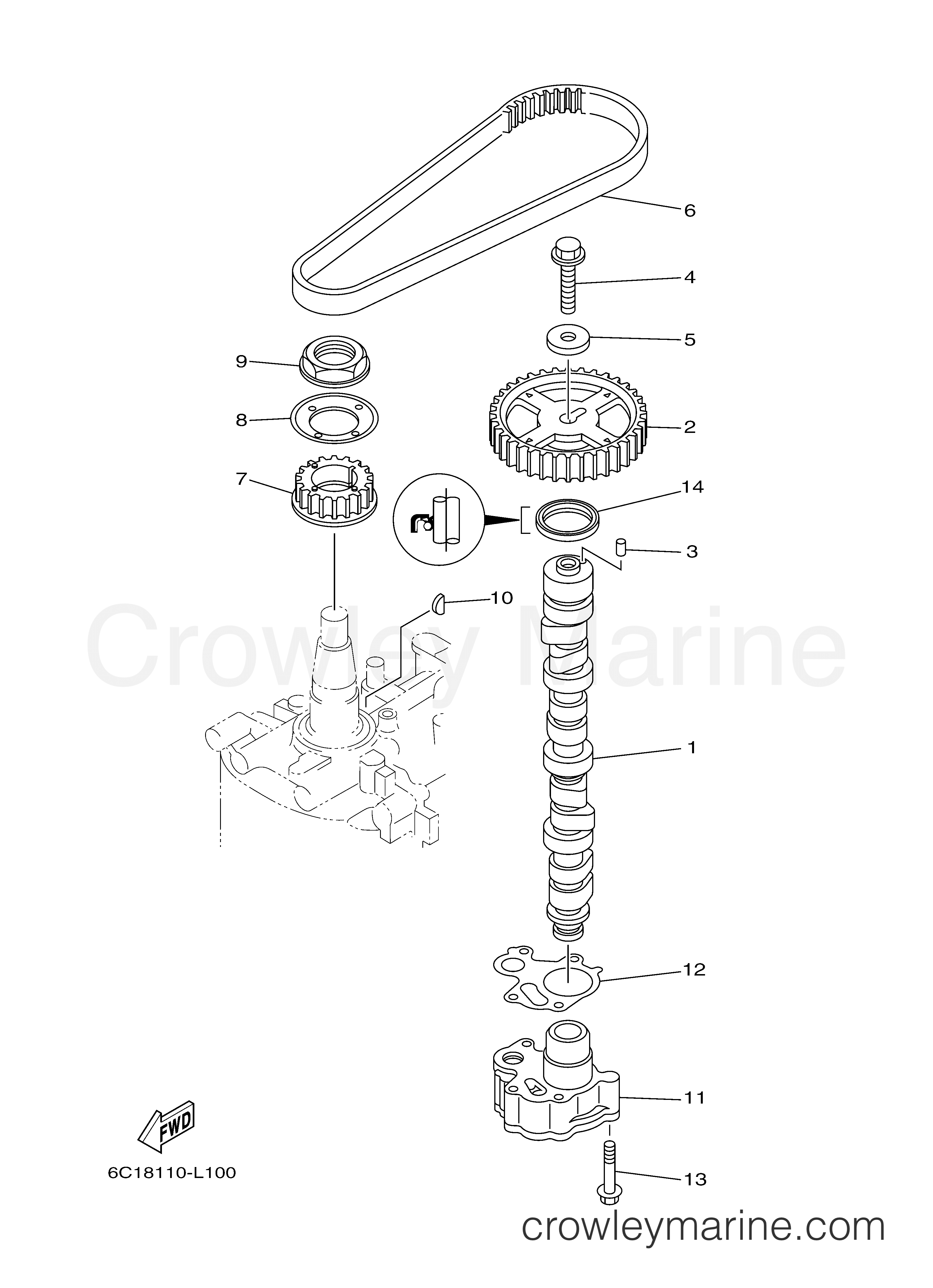 OIL PUMP 2012 Yamaha Outboard 60hp F60LA Crowley Marine