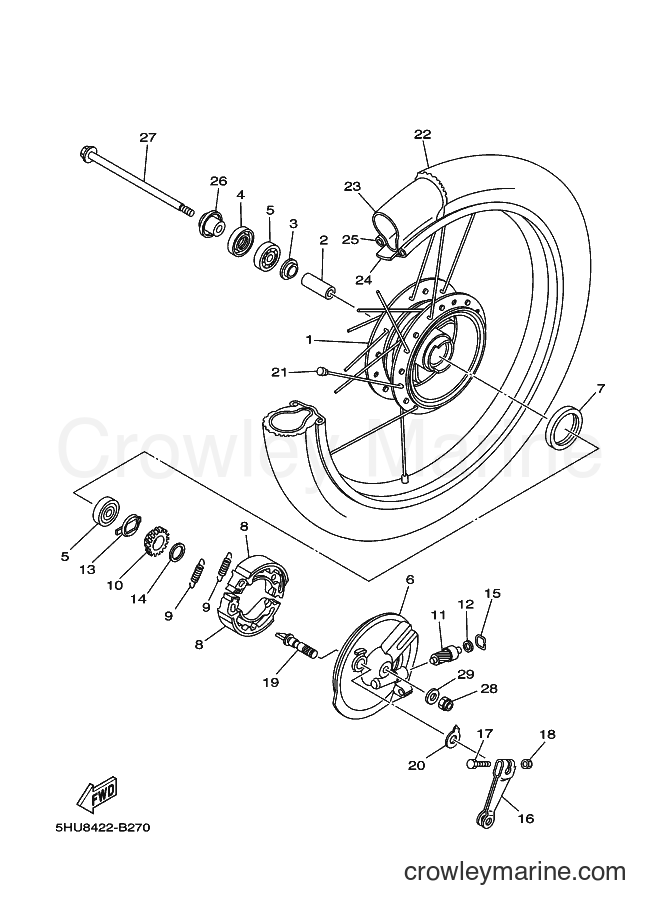 2005 Scooter T105E - T105E (5HUC) [010] - FRONT WHEEL FOR DRUM BRAKE