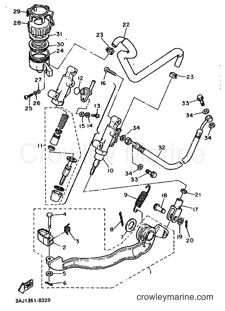 1990 Dirt Bike XT600Z - XT600Z (3DS3) [999] - REAR MASTER CYLINDER