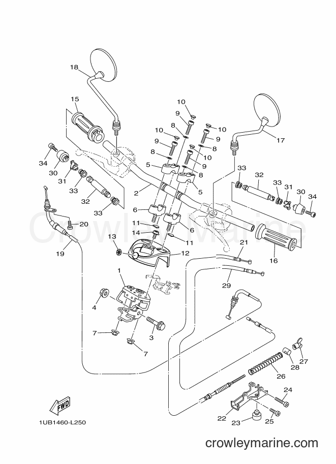 Yamaha Motors AF115C (1UB5) [010] - STEERING HANDLE & CABLE