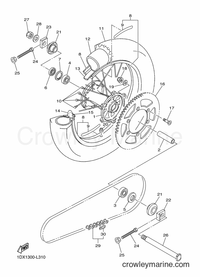 2014 Dirt Bike WR450F - WR450F (1DXA) [010] - REAR WHEEL