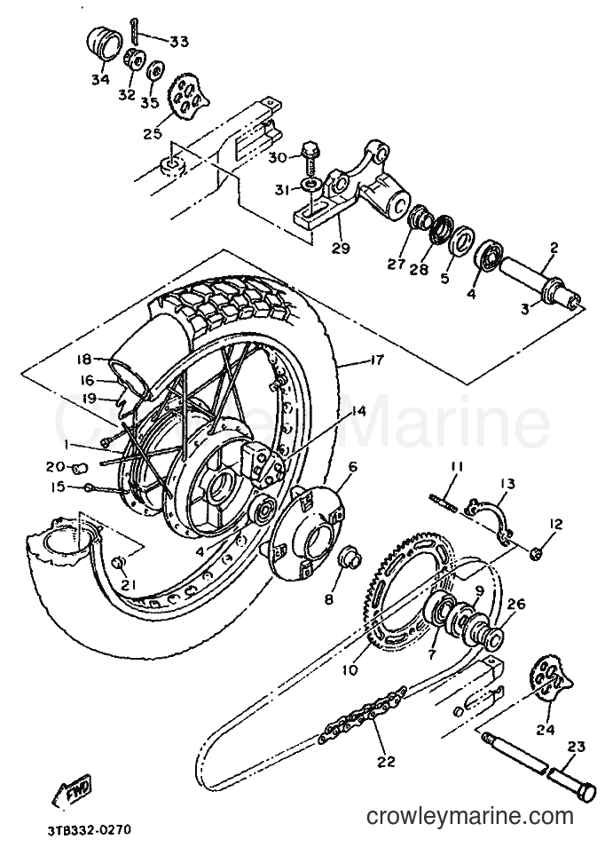 1991 Dirt Bike XT600 - XT600 (4AE1) [999] - REAR WHEEL