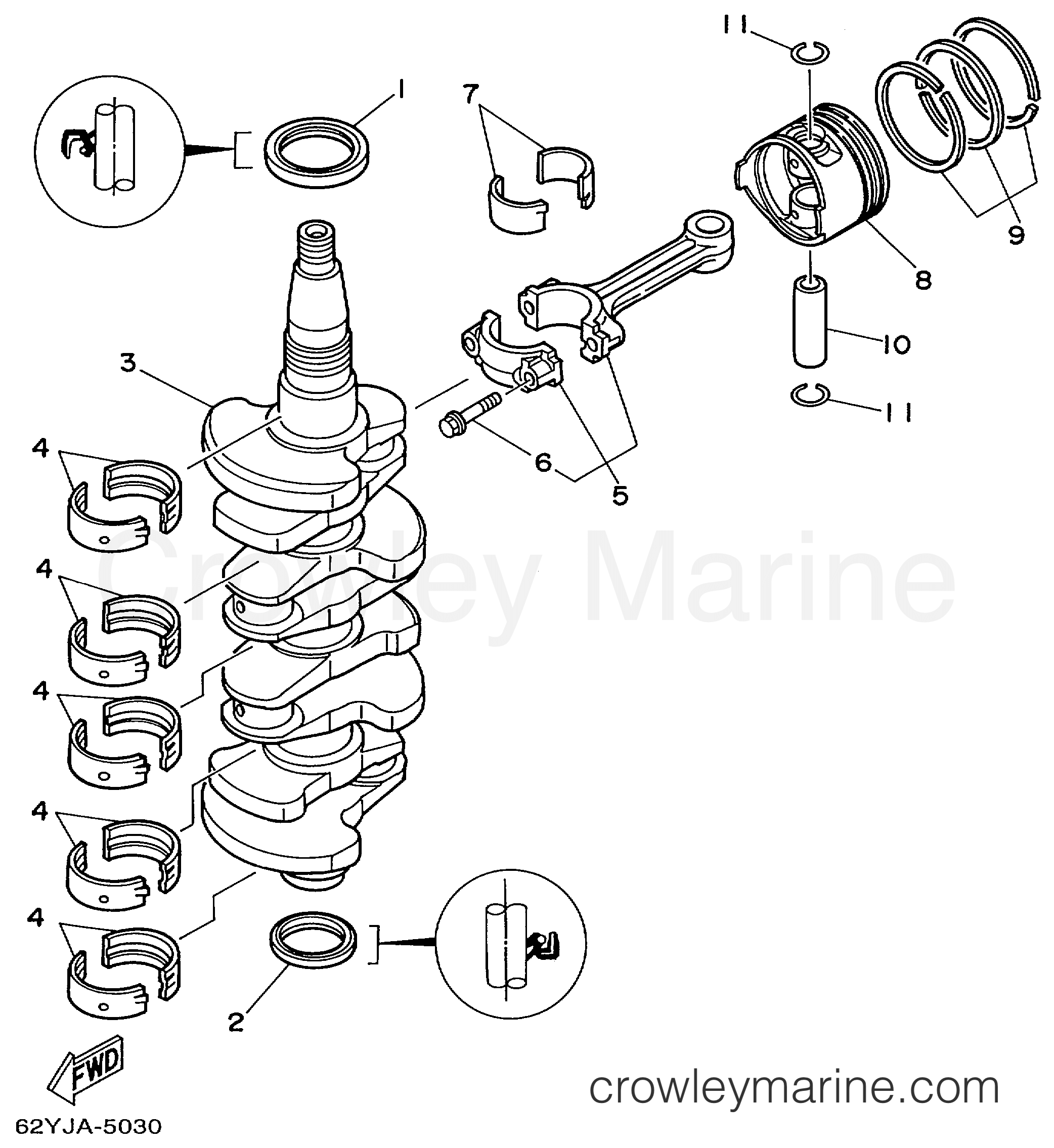 Yamaha Motors F40TLRX - CRANKSHAFT PISTON