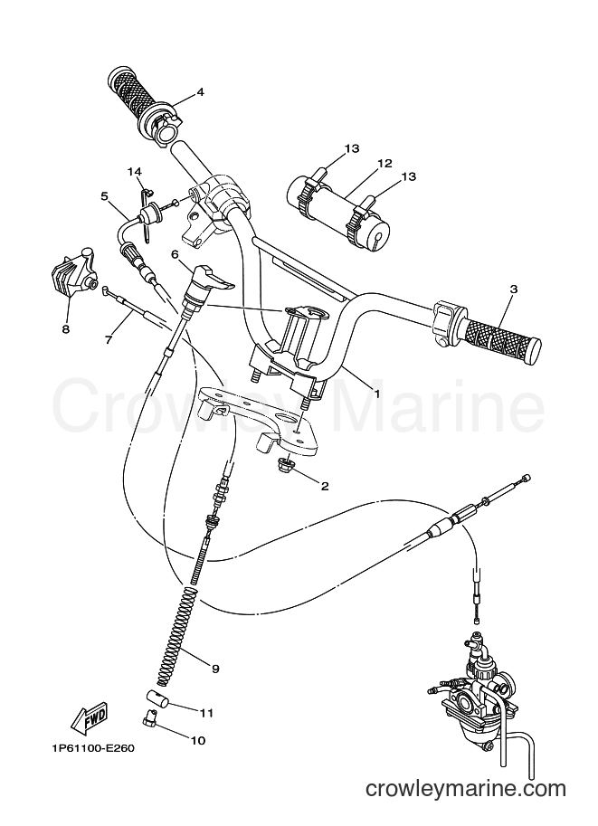 2007 Dirt Bike TT-R50E - TT-R50E (1P66) [030] - STEERING HANDLE & CABLE