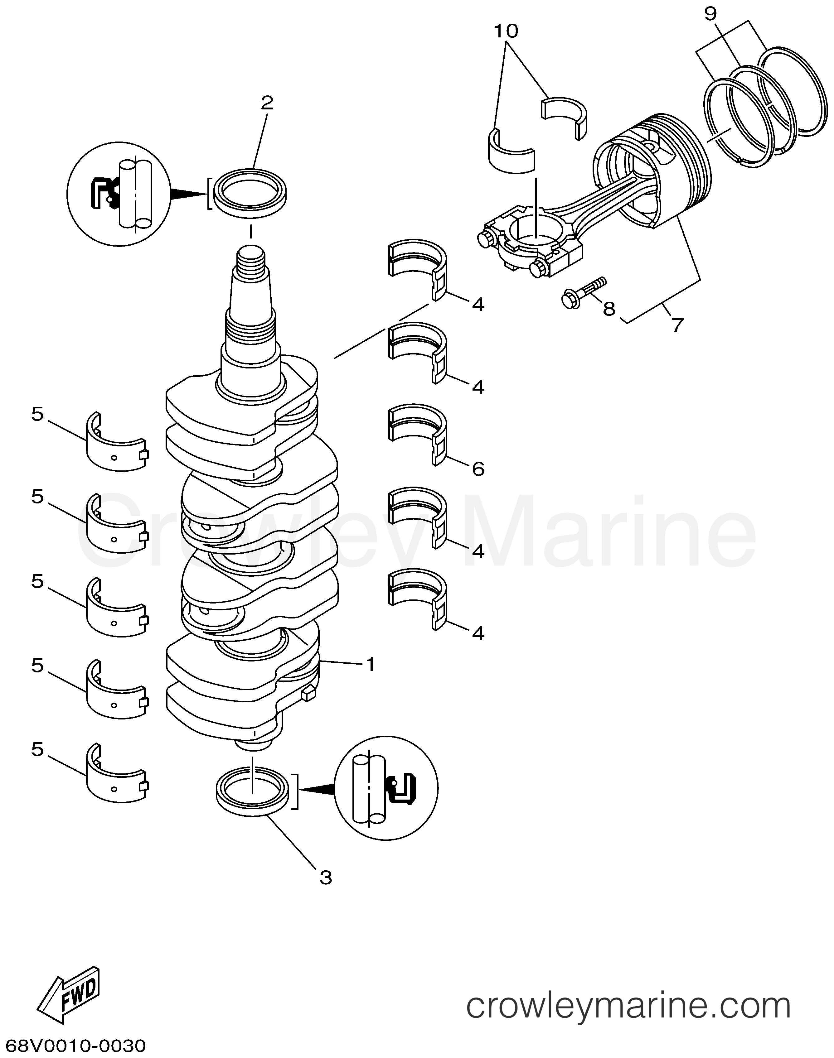 Yamaha Motors LF115TXRA - CRANKSHAFT PISTON