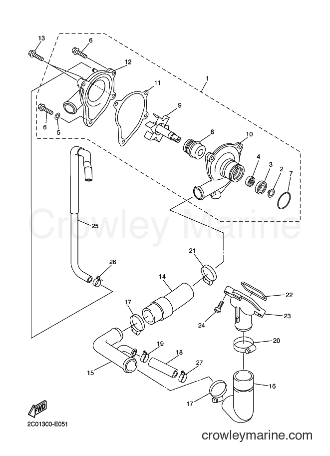 2012 Sport Bike YZF-R6 - YZF-R6 (1JSF) [010] - WATER PUMP
