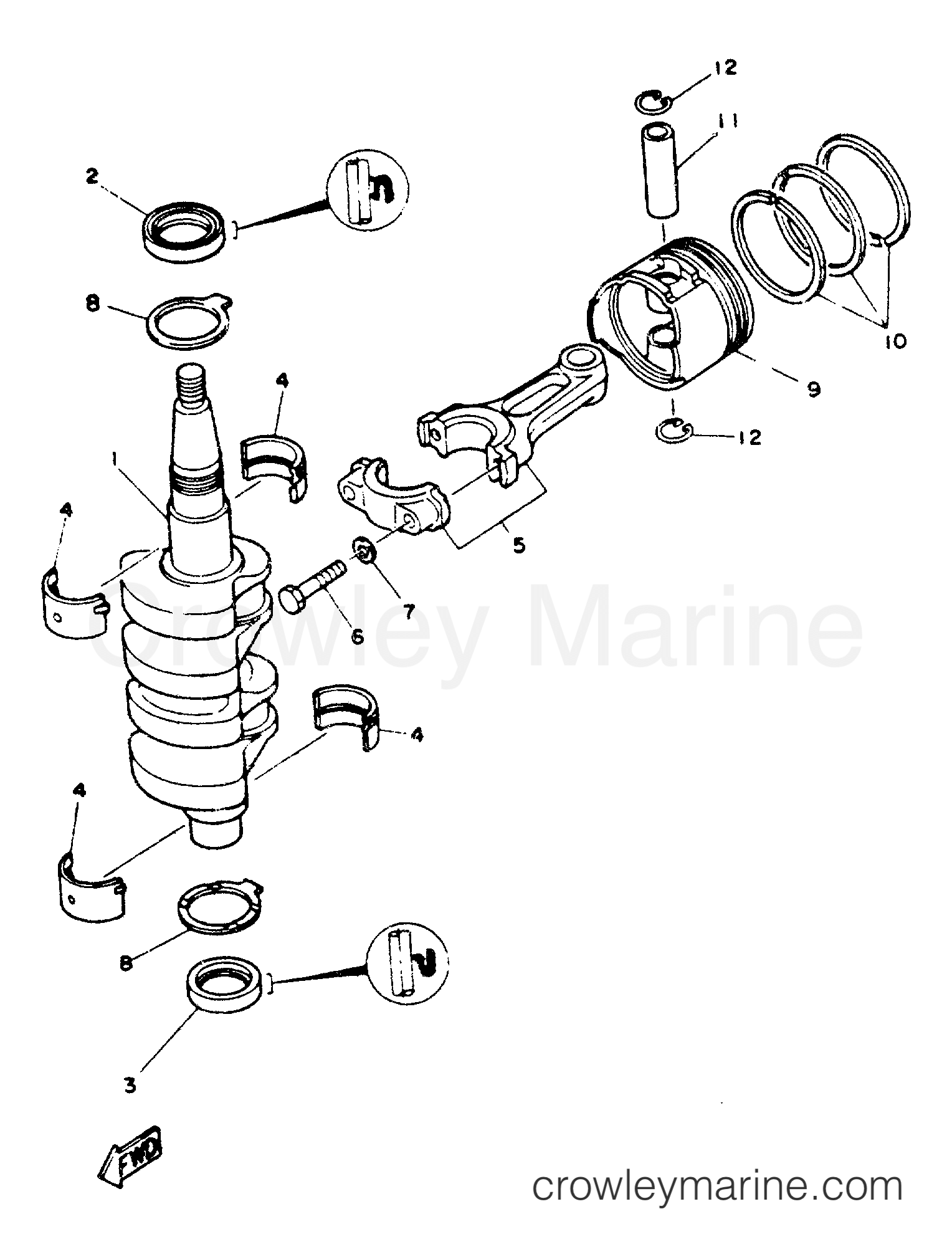 Yamaha Motors F9.9MLHR - CRANKSHAFT PISTON