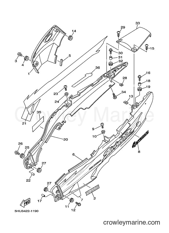 2002 Scooter T105E - T105E (5HU4) [010] - SIDE COVER 2