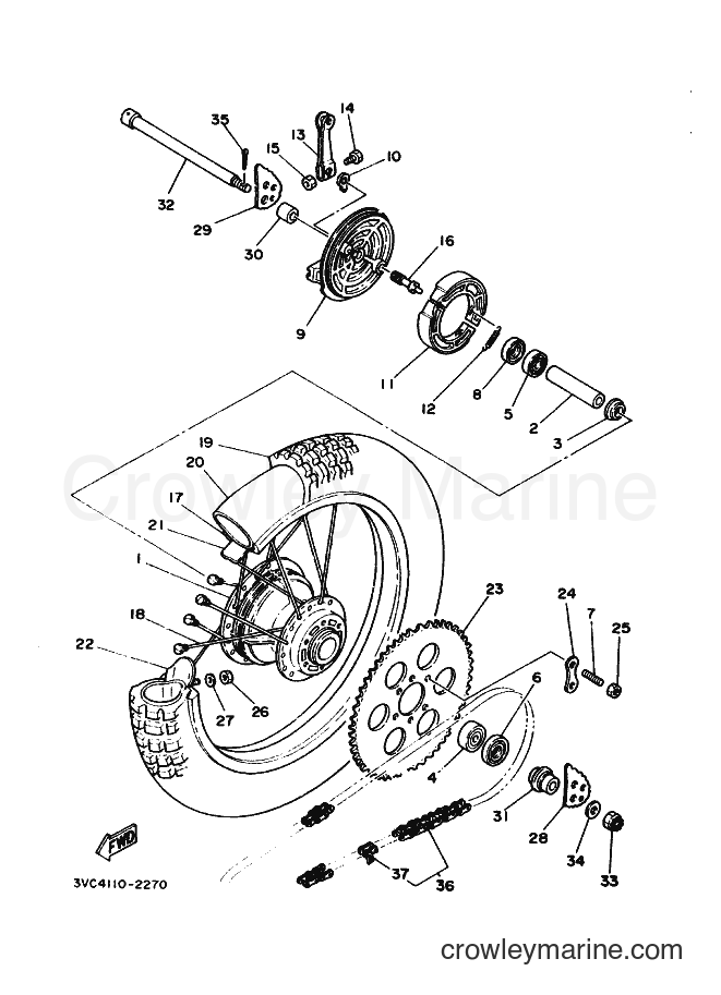 1994 Dirt Bike RT180E - RT180E (4BN3) [010] - REAR WHEEL