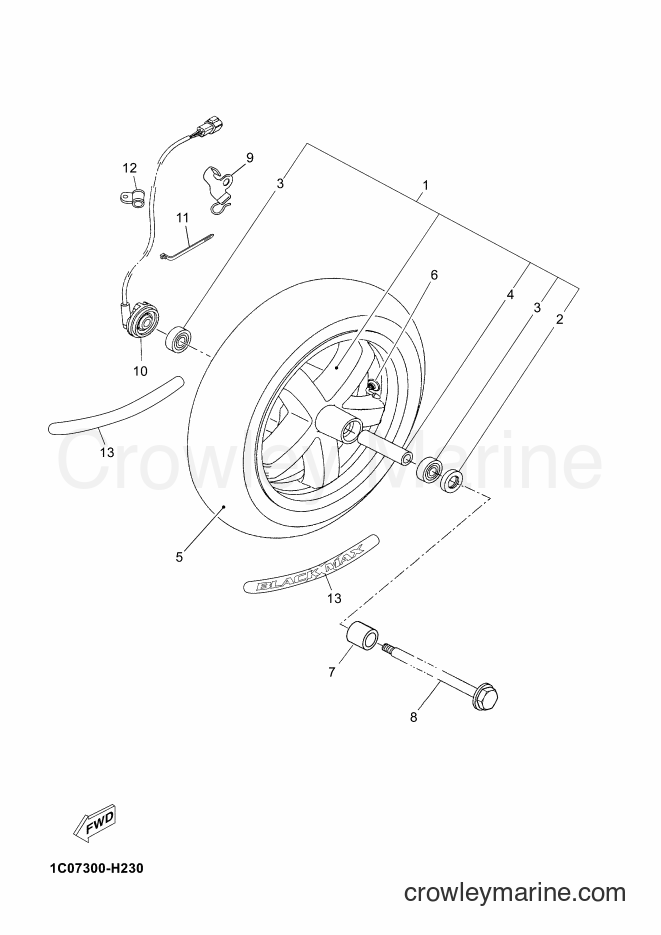 2009 Scooter YP250R - YP250R (1C07) [010] - FRONT WHEEL