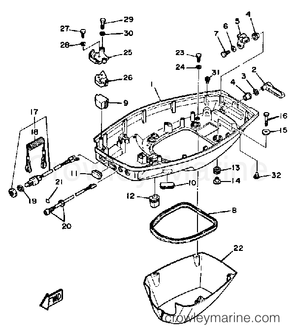 Yamaha Motors 40SJ - BOTTOM COWLING