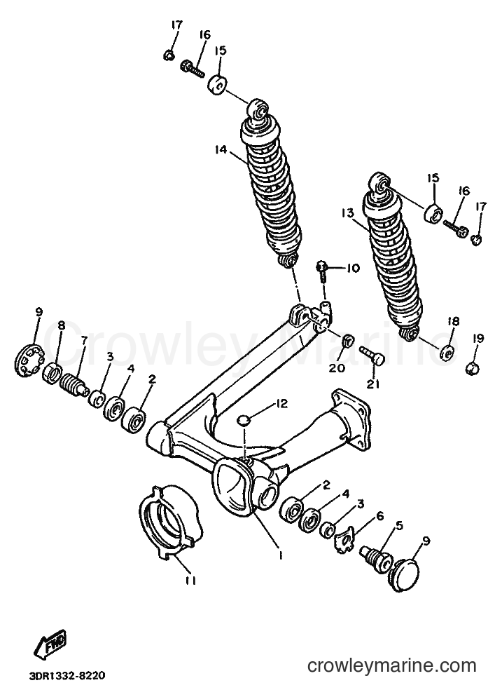 1988 Cruiser XV1000 - XV1000 (3DR1) [999] - REAR ARM & SUSPENSION