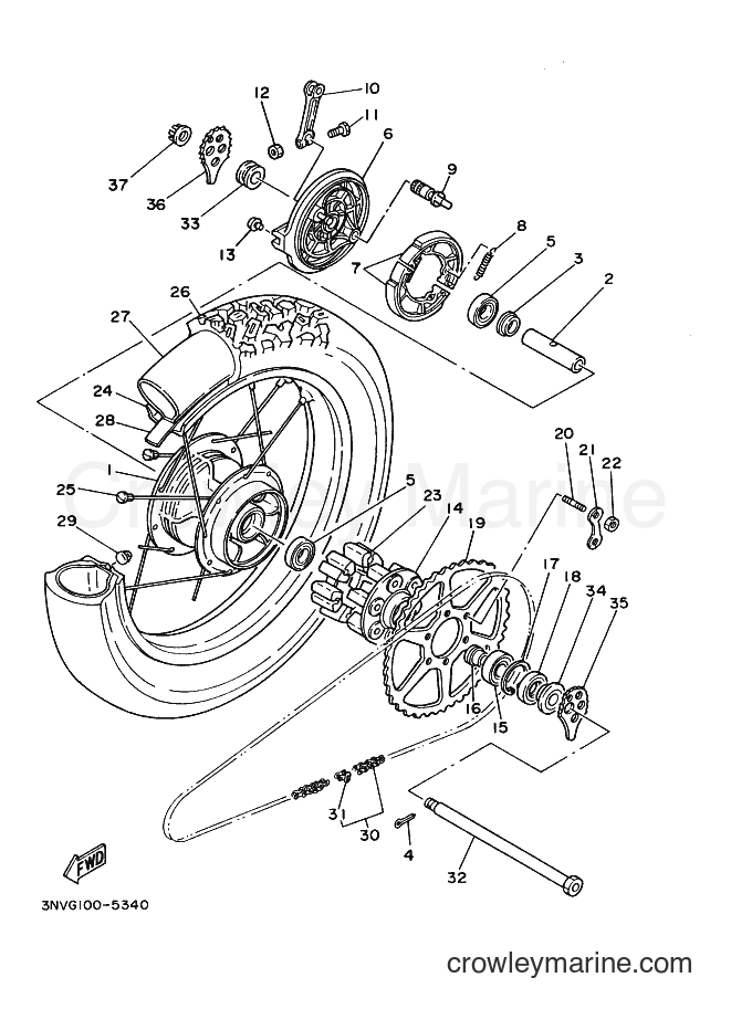 1996 Dirt Bike XT350 - XT350 (4FC4) [999] - REAR WHEEL