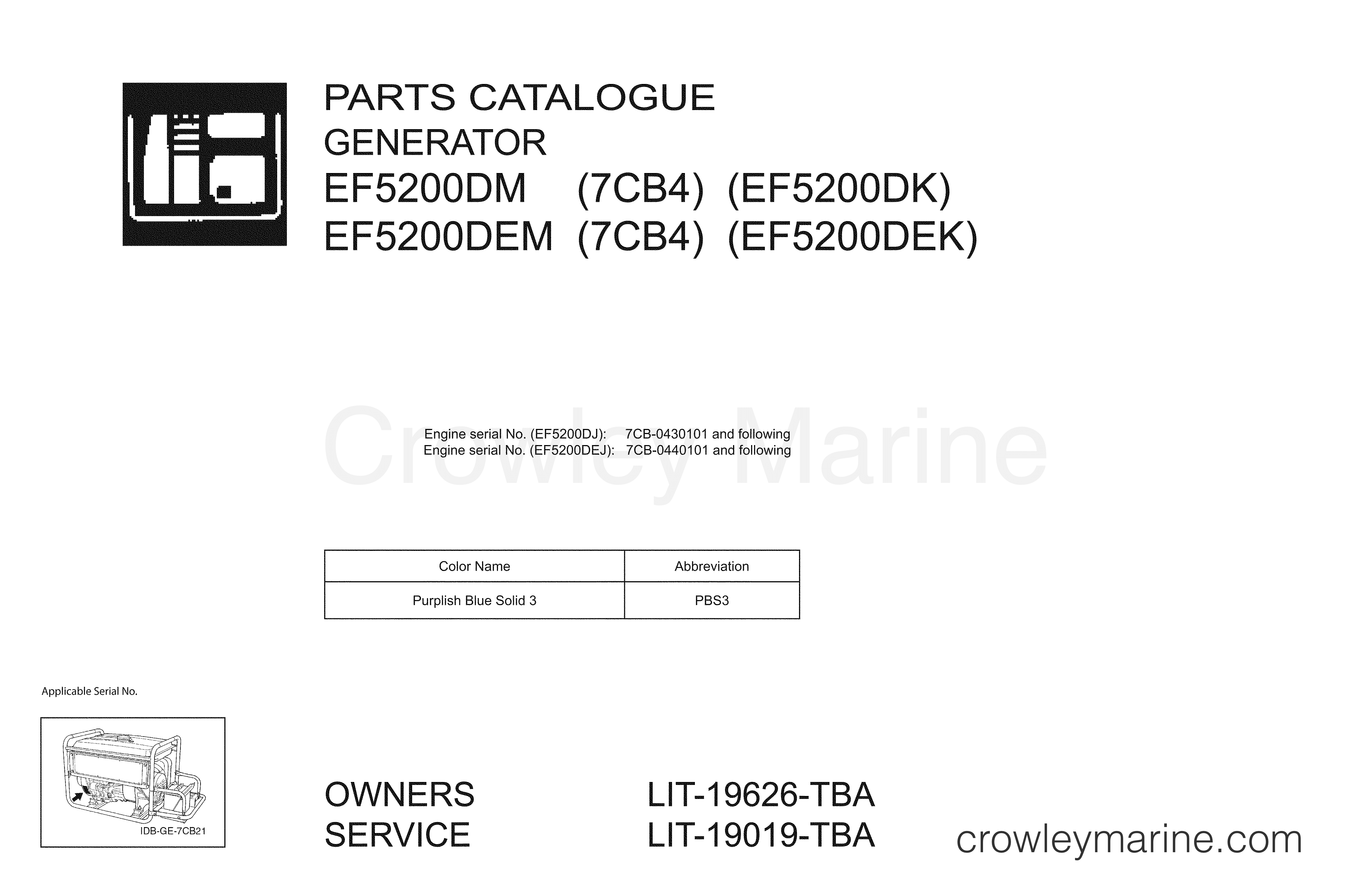 Yamaha Motors EF5200DEM - 1 TITLE PAGE