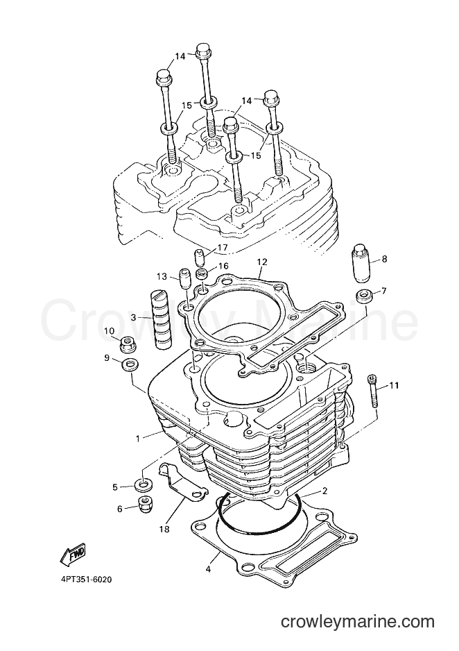 1996 Dirt Bike XT600E - XT600E (4PT3) [080] - CYLINDER