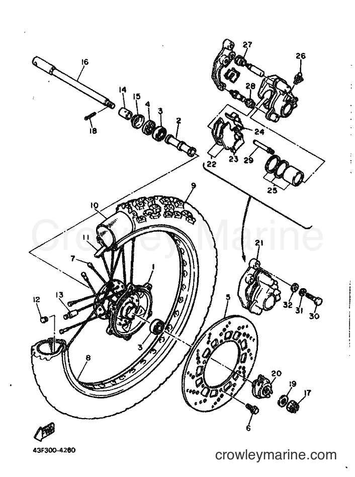 1986 Dirt Bike XT600 - XT600 (43F) [999] - FRONT WHEEL