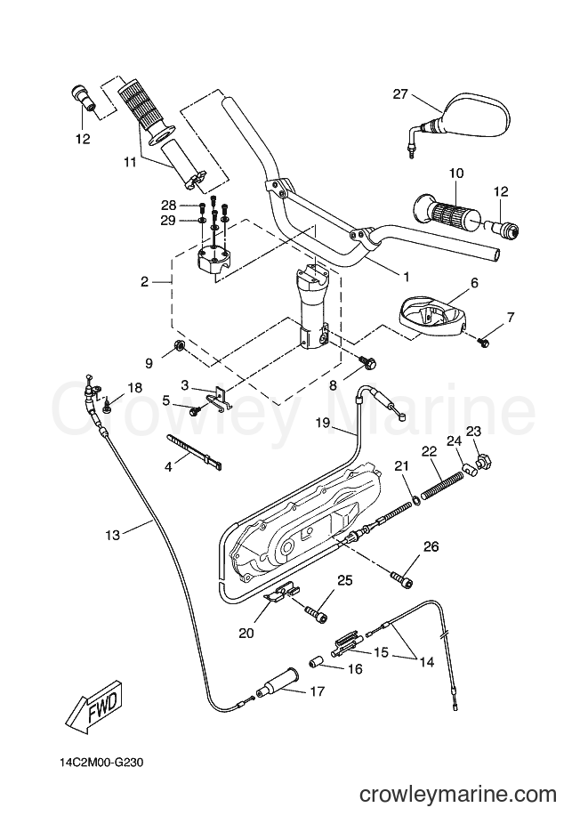 Yamaha Motors CW50LN (14C7) [010] - STEERING HANDLE & CABLE