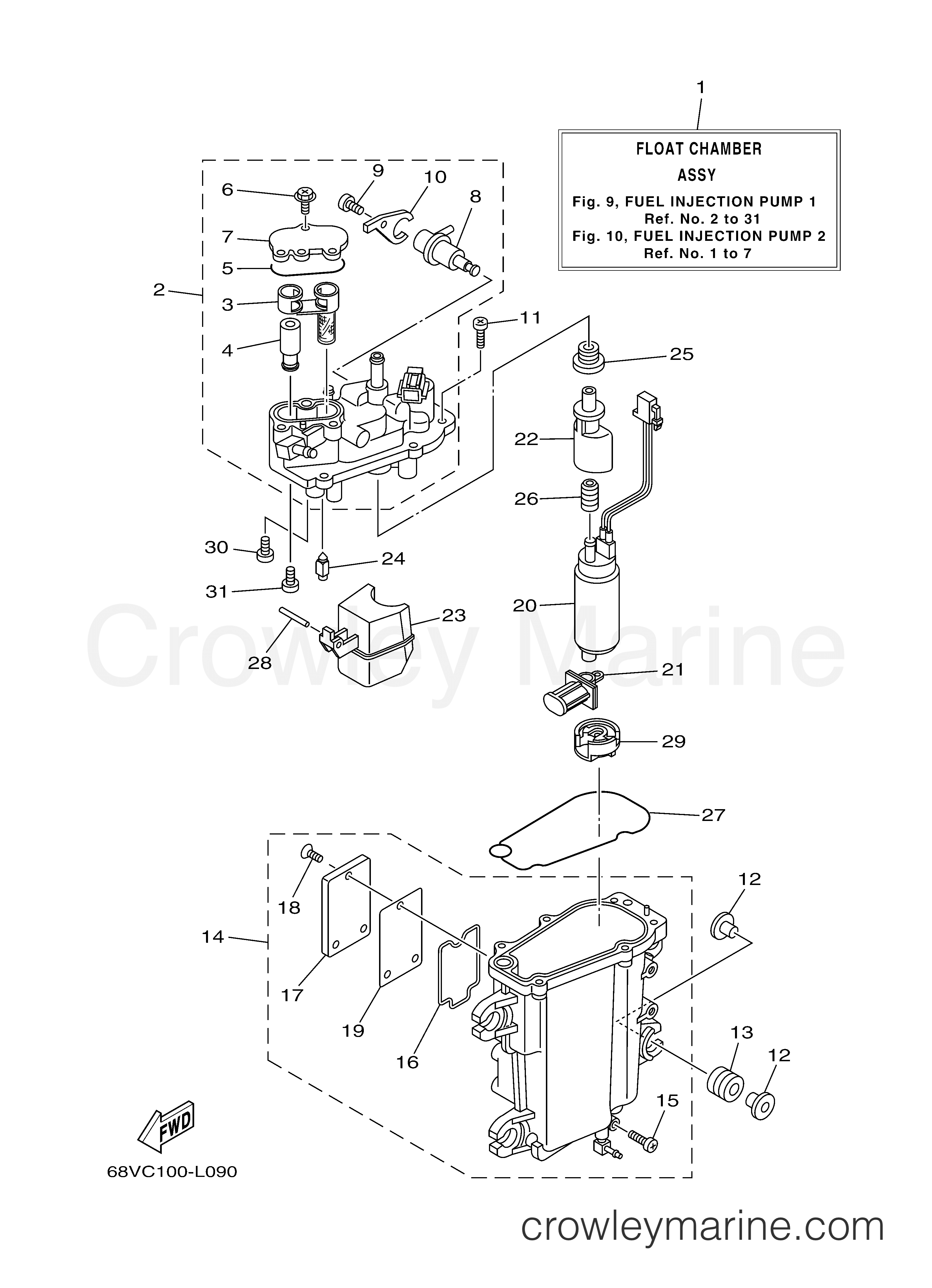 FUEL INJECTION PUMP 1 2012 Yamaha Outboard 115hp F115LA Crowley Marine
