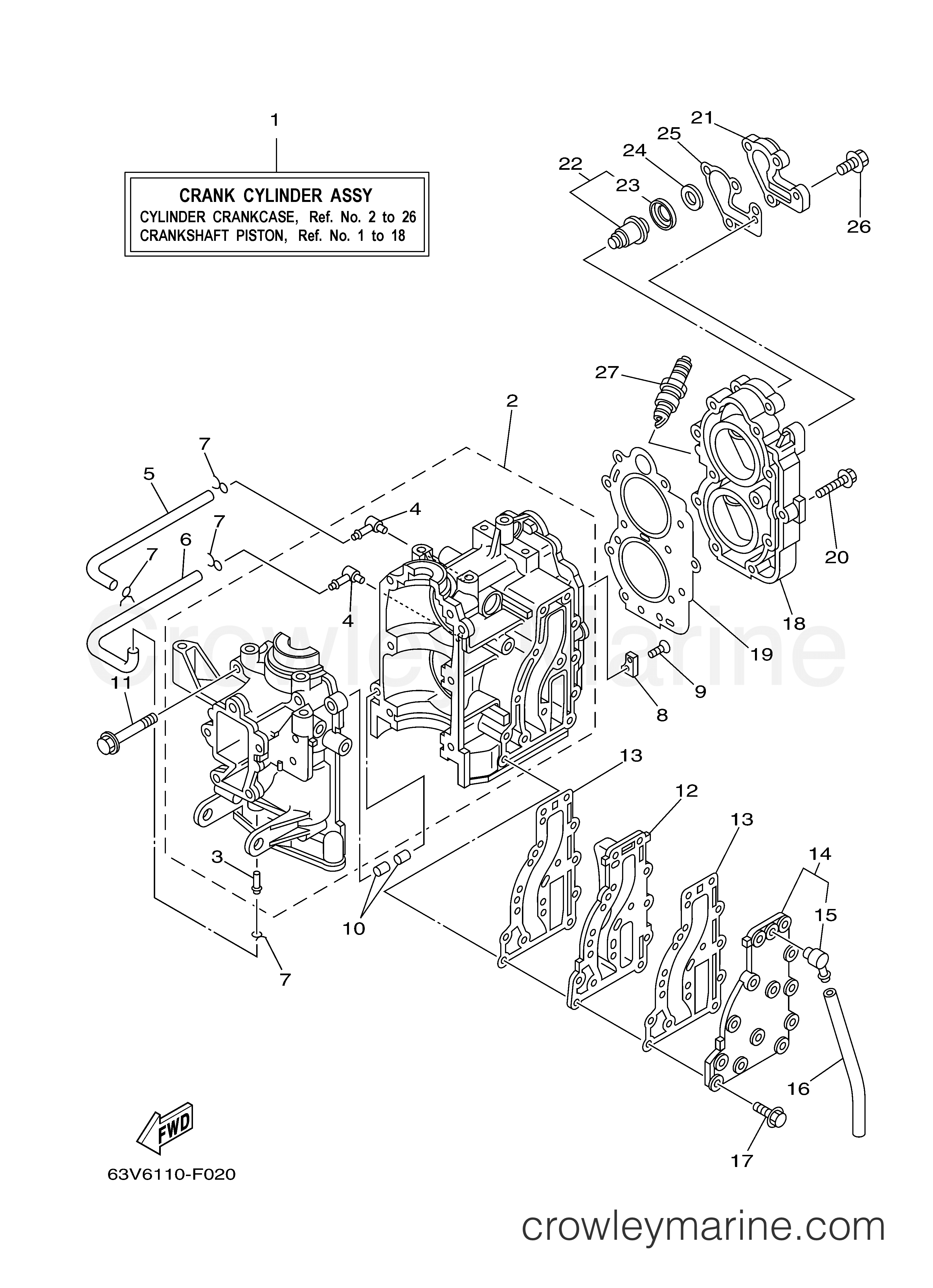 Yamaha Motors 15MSH - CYLINDER CRANKCASE