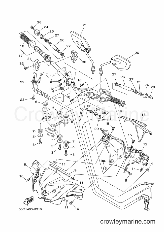 Yamaha Motors T135HC (50C1) [010] - STEERING HANDLE & CABLE