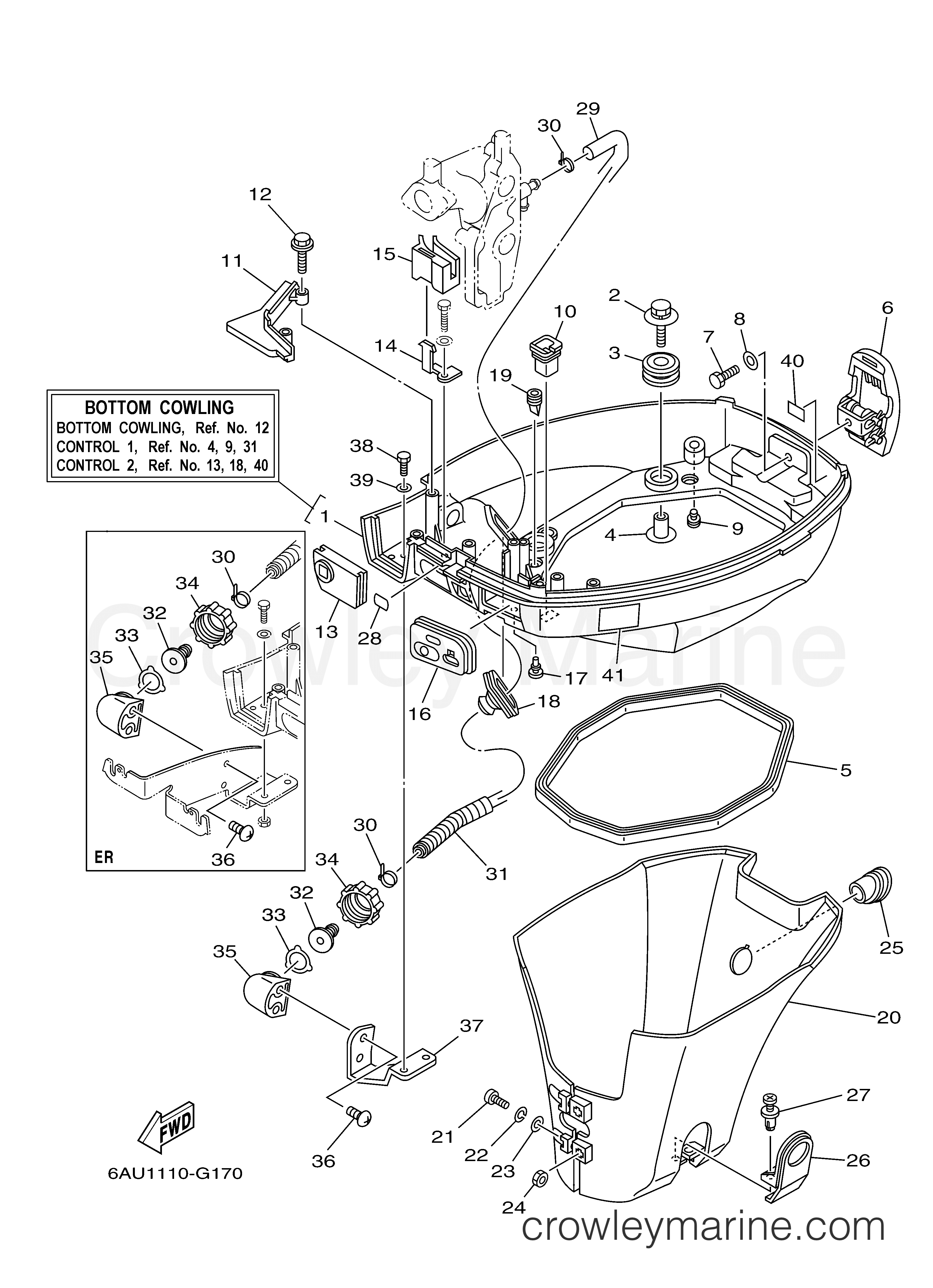 Yamaha Motors F9.9FELR - BOTTOM COWLING