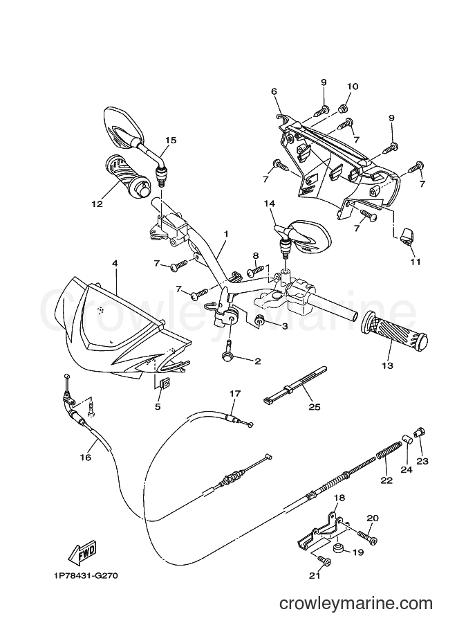 2008 Scooter AT115 - AT115 (1P79) [010] - STEERING HANDLE & CABLE
