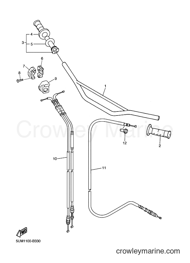 2003 Dirt Bike WR250F - WR250F (5UM4) [020] - STEERING HANDLE & CABLE